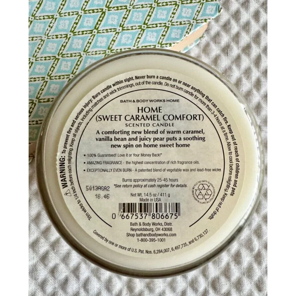 New Bath & Body Works 3-Wick Home Sweet Caramel Comfort Candle 14.5 oz